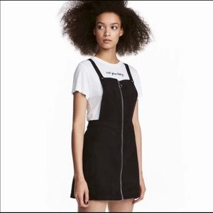 (SOLD) H&M Black Faux Suede Zip-front Overall Dress